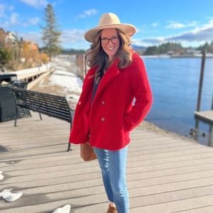 Camisa Cozy Red Fleece Peacoat